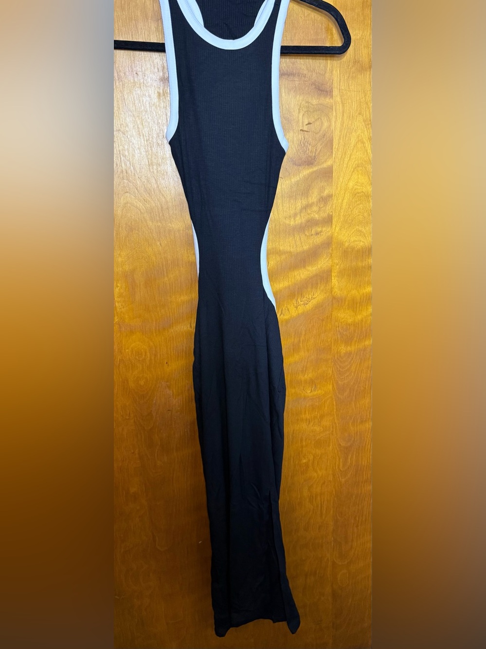 NWT Black Ribbed Cutout Racerback Maxi Dress Size Small Bodycon